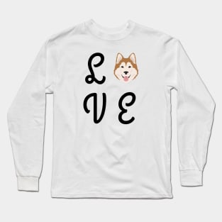 Malamute or Husky Love Red and White Long Sleeve T-Shirt